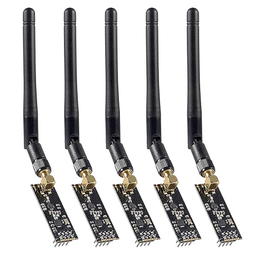 ACEIRMC 5pcs Wireless Transceiver Module 2.4G 1100m NRF24L01+PA+LNA in Antistatic Foam for ArduinoIDE Compatible with Antenna