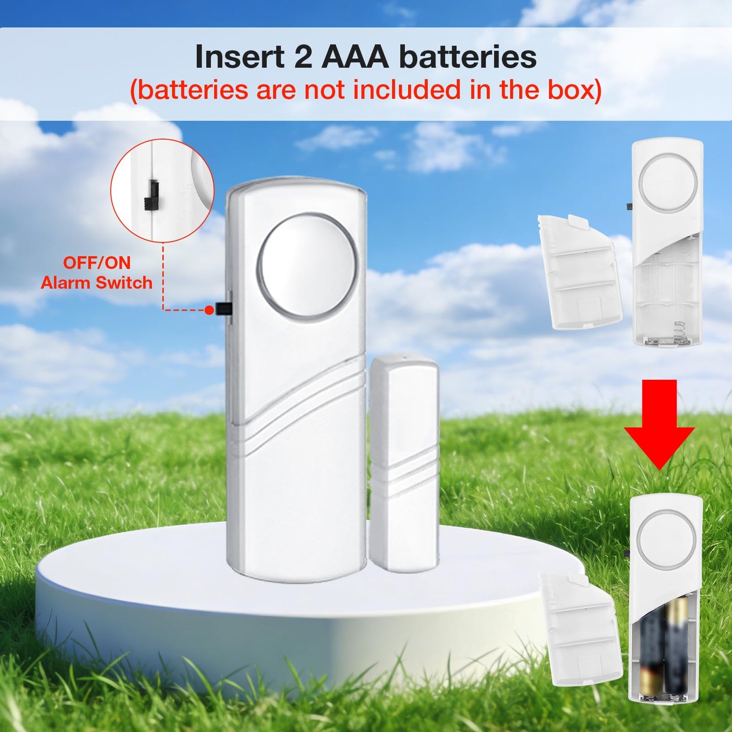 PLOJOP Security Window Door Alarm, Portable 90dB Wireless Sensor for Home & Travel Security, Easy DIY Installation, No Tools Needed (Battery Not