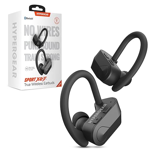 HyperGear Sport True Wireless Earbuds Wireless Bluetooth Earbuds Noise Cancelling Microphone, Quick-Pair Secure-Fit Ear Hooks, Bluetooth Ear Buds…