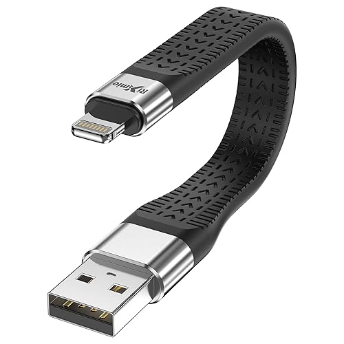 Rixmie Short USB A to Lightning Cable, [MFi Certified-13.5cm] 30W Fast Charging for 14 Pro/14/13/13 Pro/12 Pro Max/12/11/11 Pro/X/XS, AirPods, iPad…