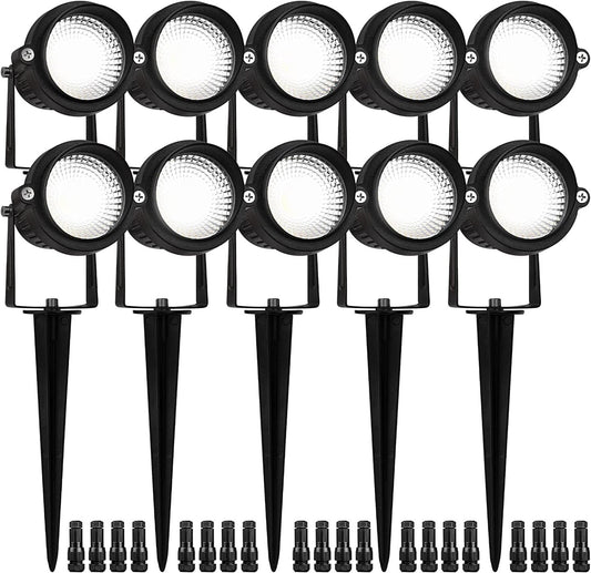 ELEGLO Landscape Lights 5000K,Low Voltage Led Landscape Lighting, 12V AC/DC Waterproof Landscape Spotlights Outdoor with Stake for Tree Flag Spot