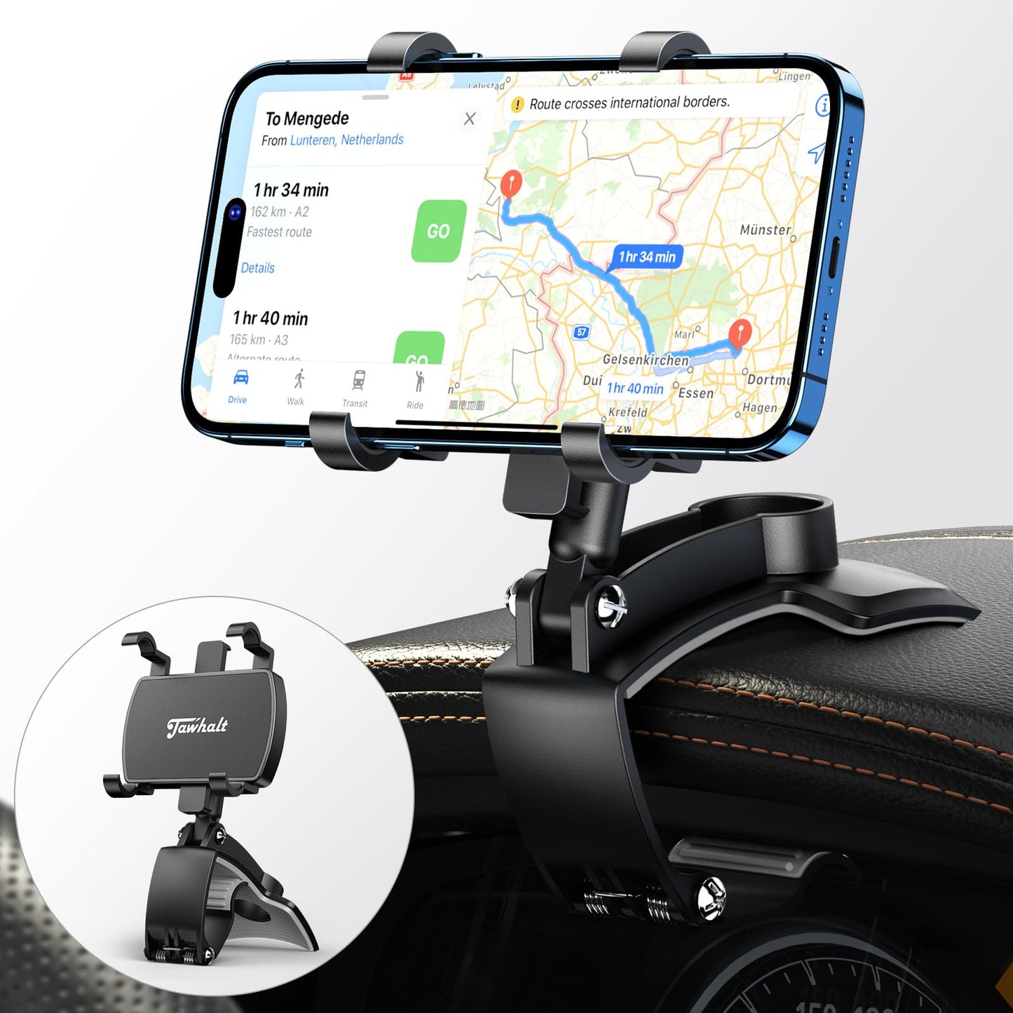 Jawhalt Car Phone Holder for Dashboard Cell Phone Mount for Car 360 Degree Rotation Clip Design Compatible with All Cell Smart Phones.