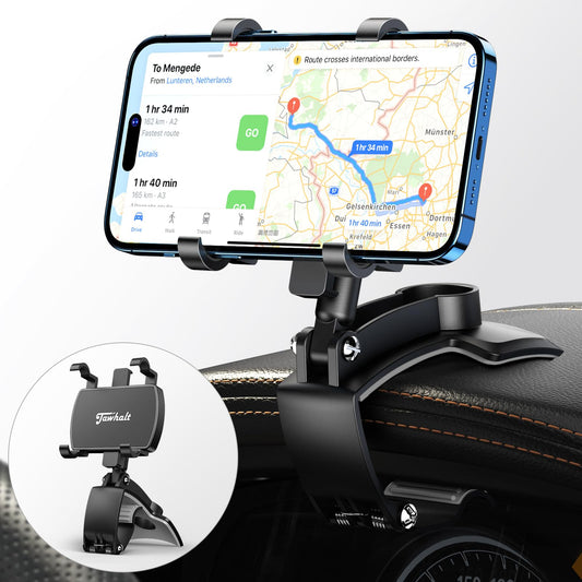 Jawhalt Car Phone Holder for Dashboard Cell Phone Mount for Car 360 Degree Rotation Clip Design Compatible with All Cell Smart Phones.