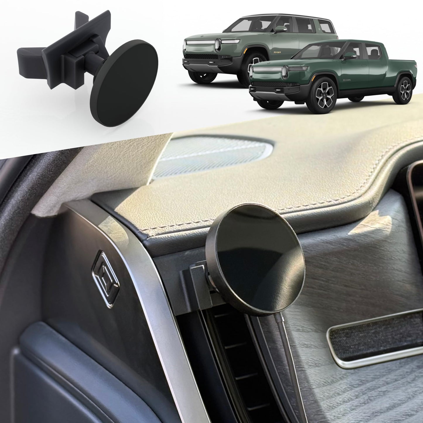 TWRAPS Dashboard Phone Holder for Rivian R1S & R1T, Compatible with iPhone and Android Cases, No Glue or Screws Anchors on Dash AC Vents, R1 2021-2026
