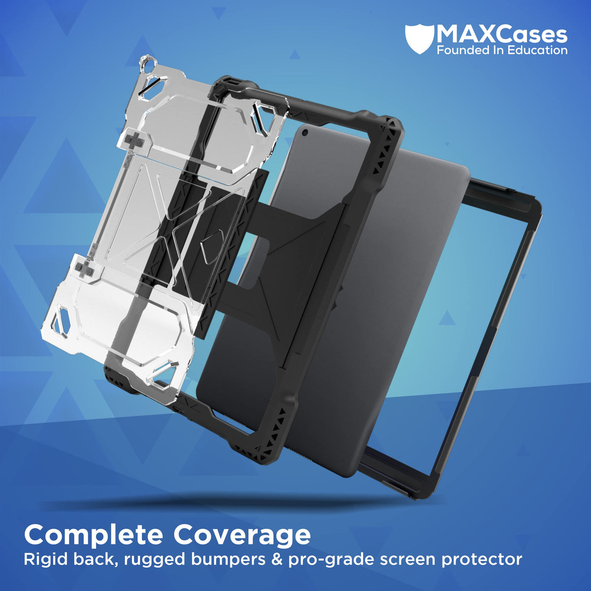 MAXCases Shield Extreme-X2 Case Protects iPad 9/8/7, Provides Unlimited Viewing Angles - Slim Rugged Shock-Absorbing Silicone, Screen Cover, Rigid