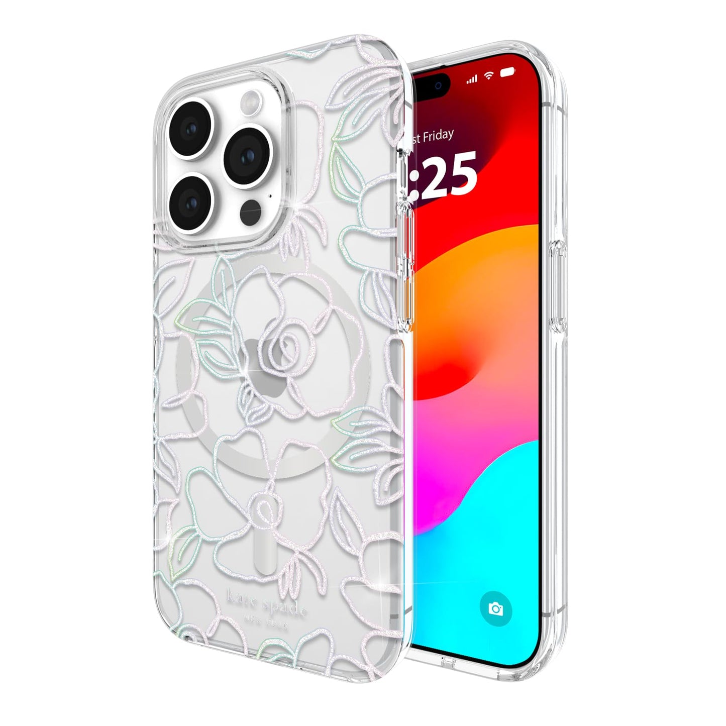 kate spade new york iPhone 15 Pro Case - Modern Floral Silver