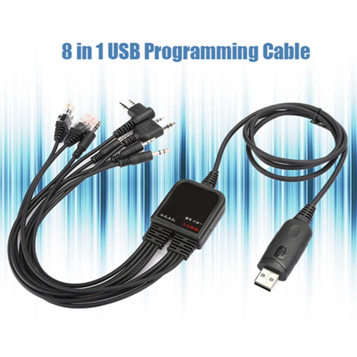 8 in 1 USB Programming Cable, C2102 Chip, Respectful Shell Material with 8 adapters, for Kenwood/QuanShengcn/Tyt/Motorola Walkie Talkie Car Radio