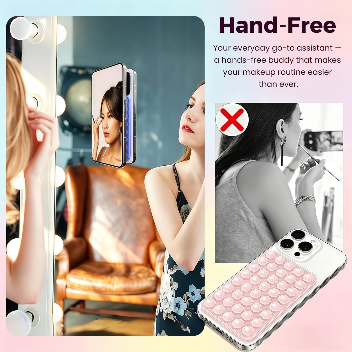Anteel 2026 Upgraded 2 Pack Silicone Suction Cup Phone Case Mount Double Sided, Non Slip Phone Accessories, Hands-Free Strong Grip Silicon Phone