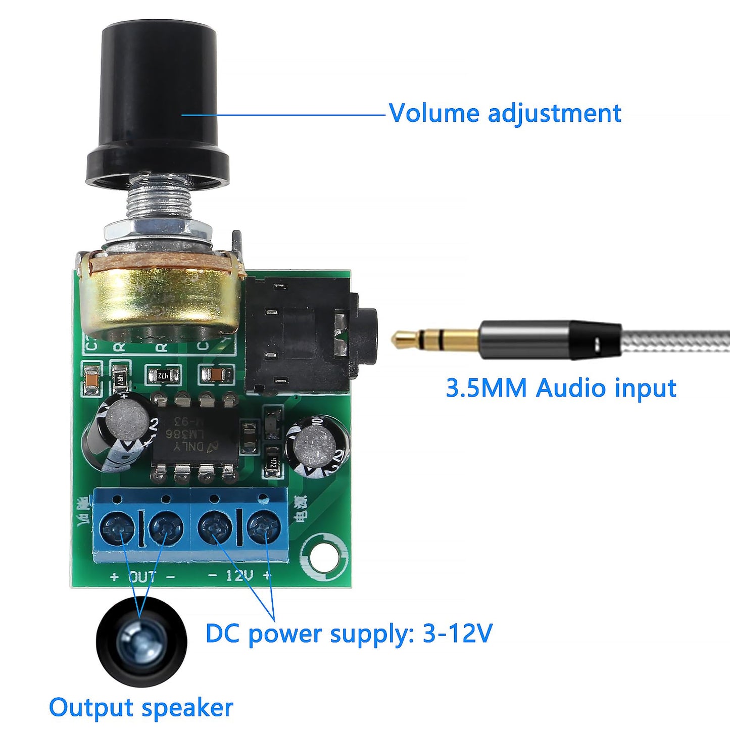 Coliao 6pcs LM386 Audio Amplifier Module 10W Mini Mono Power Amplifier Module DC 3-12V Adjustable Power Amplifier Board