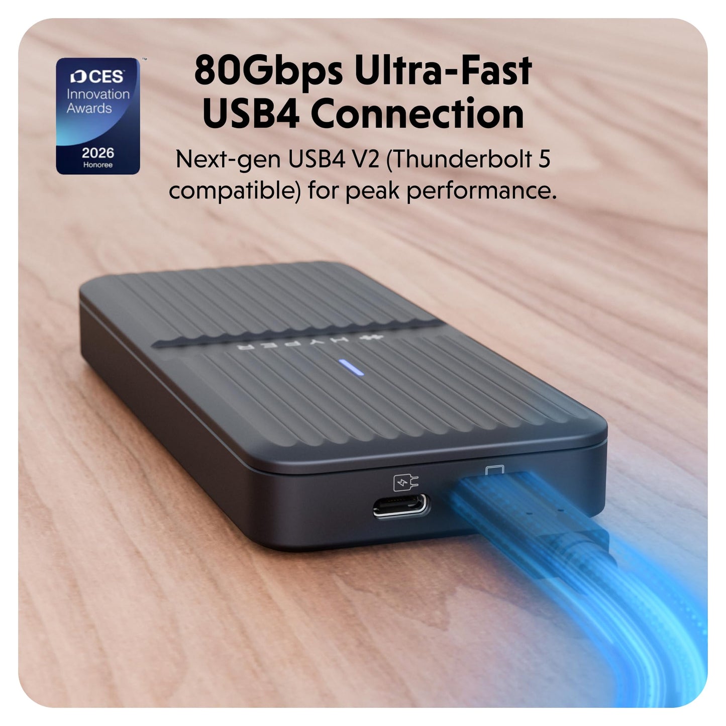 HyperDrive Next USB4 NVMe SSD Enclosure - 80Gbps USB4 v2, Thunderbolt 5 Compatible, Supports PCIe Gen4/3 Expansion Devices, Tool-Free M.2 SSD
