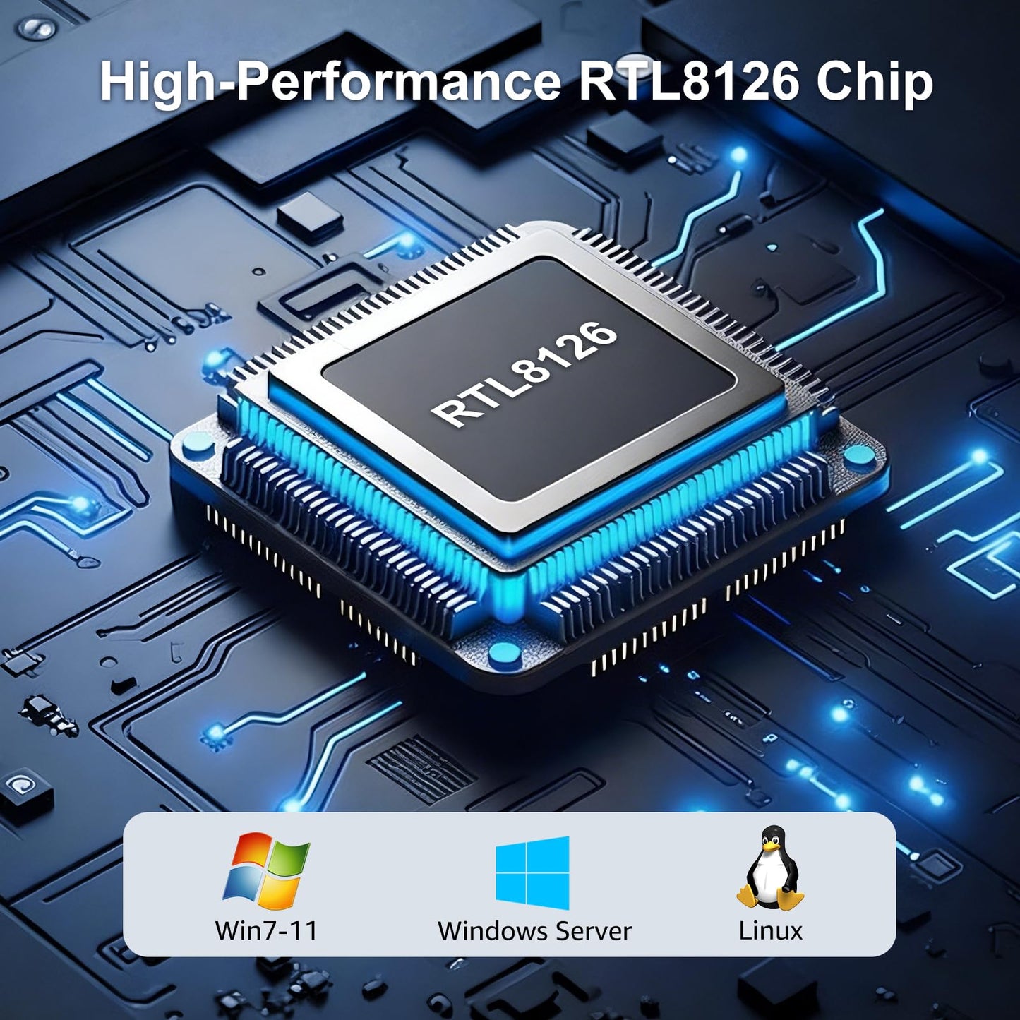 5Gb PCIe Network Card, VunLink 5 Gigabit Ethernet Card, Realtek RTL8126B LAN Adapter, Multi-Speed 5Gbps/2.5Gbps/1Gbps NIC Card for Desktop PCs
