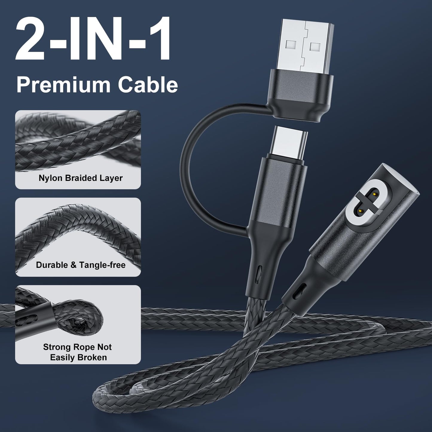 Charging Cable for Shokz Bone Conduction Headphones,USB C Adapter for Shokz, 3.3ft USB A+C Magnetic Charger Cord for Aftershokz Aeropex AS800&Shokz