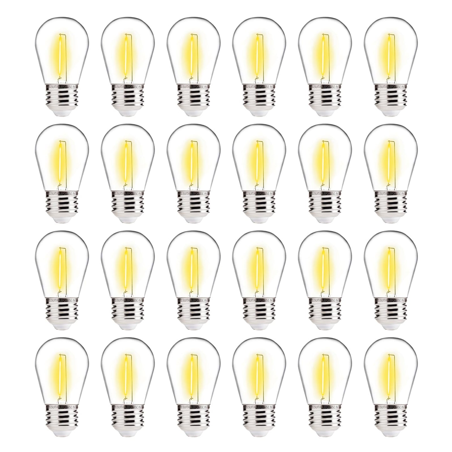 ALAMPEVER 24-Pack Outdoor Light Bulbs, S14 Shatterproof Replacement Bulbs for Outdoor String Lights, 1W Patio String Light Bulbs for Christmas