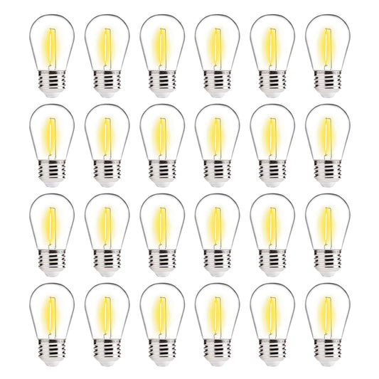 ALAMPEVER 24-Pack Outdoor Light Bulbs, S14 Shatterproof Replacement Bulbs for Outdoor String Lights, 1W Patio String Light Bulbs for Christmas