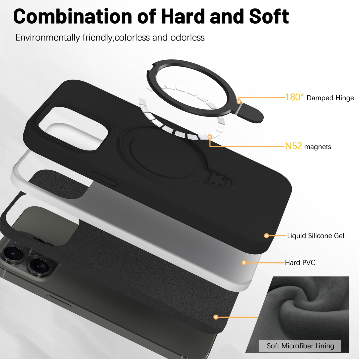 IAIYOXI Case for iPhone 16 Case with Magnetic Invisible Stand - MagSafe Compatible, Military Drop Tested, Shockproof Silicone Cover for Women and Men