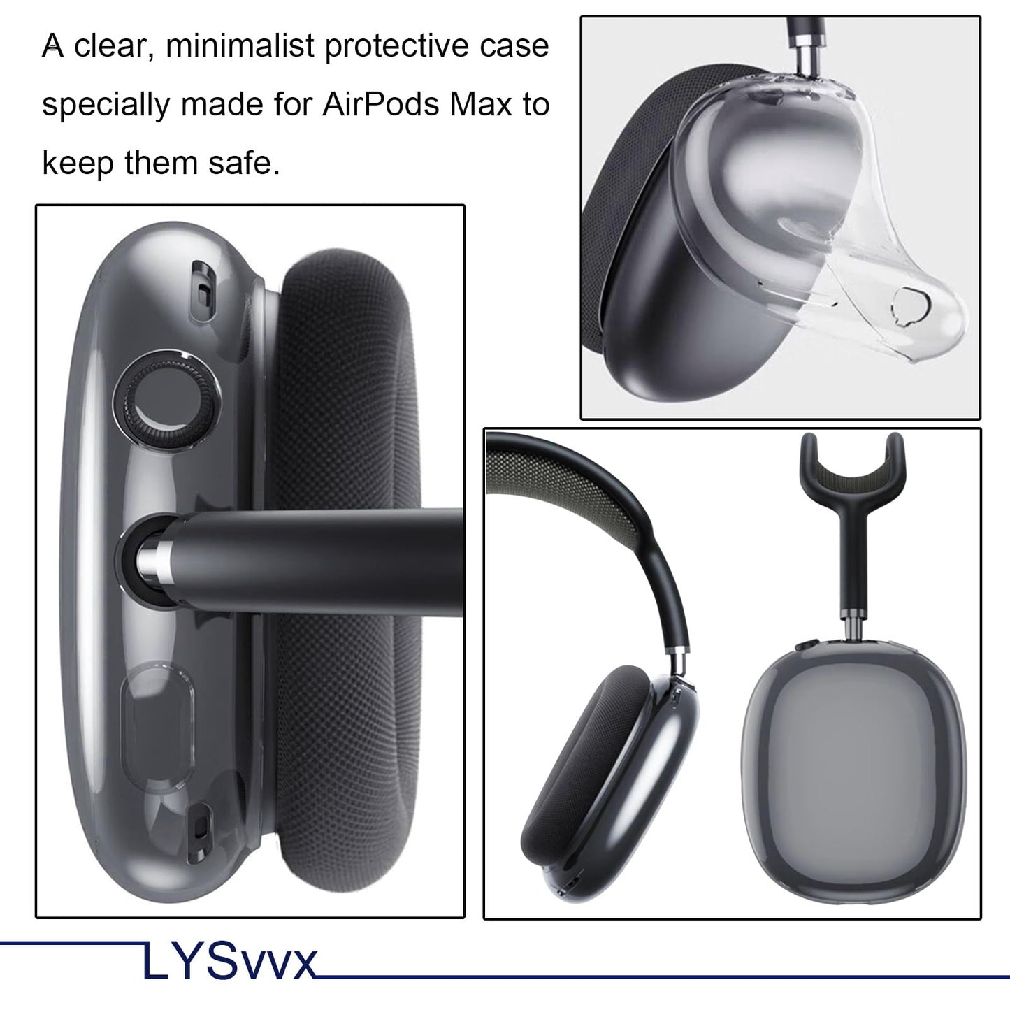 Case Cover for AirPods Max Headphones - Transparent Soft TPU Cover with Anti-Scratch Protection, Specifically Designed for Apple AirPods Max