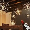 PXBNIUYA 200LED Hanging Sphere Lights, Battery Operated Starburst Lights, 8 Modes Dimmable Remote Control, Waterproof Copper Wire Fairy Light