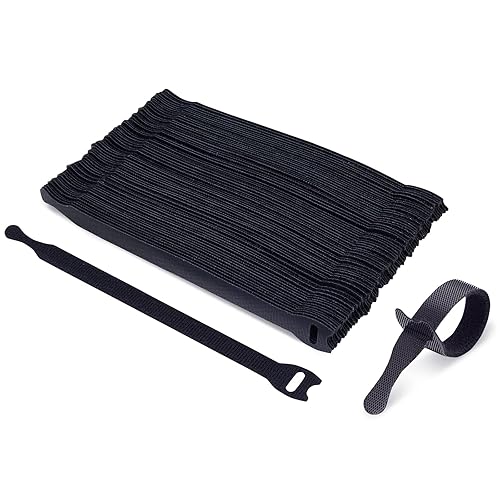 50Pk Reusable Cable Ties Cable Straps, Trilancer 8''x0.5'' Thin Wire Cord Organization Ties with Hook and Loop for Home, Office and Data