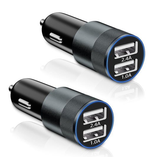 USB Car Charger Adapter,2 Pack(3.4A) Fast Car Charger Dual USB Ports Fast Charging Cigarette Lighter Adapter Rapid Plug Car Charger Compatible