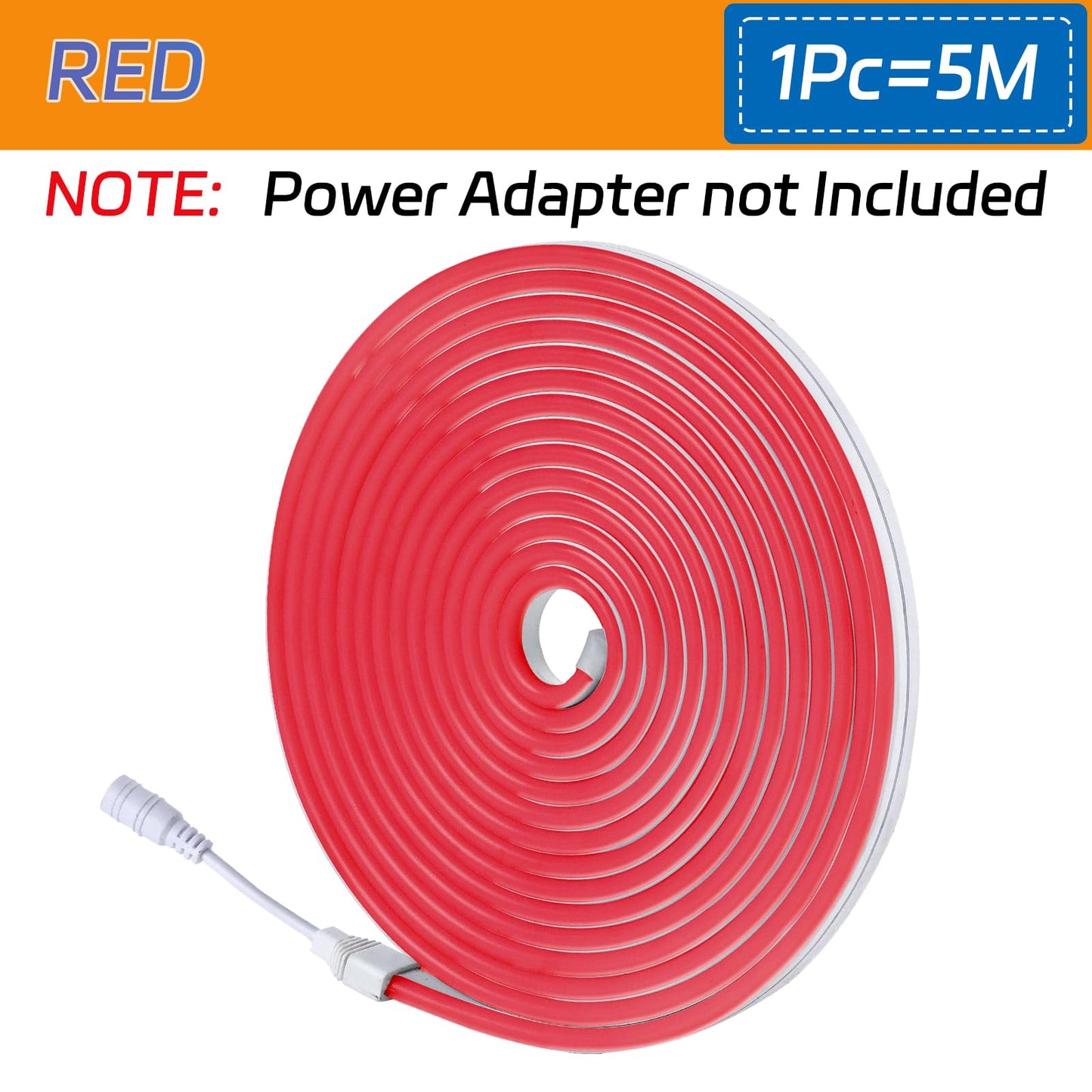 OWOFYDR LED Strip Lights Bright and Durable Neon Rope Lights 16.4ft/5m for Lighting Decoration Indoors Outdoors[No Power Adapter] Neon Light Strip RED
