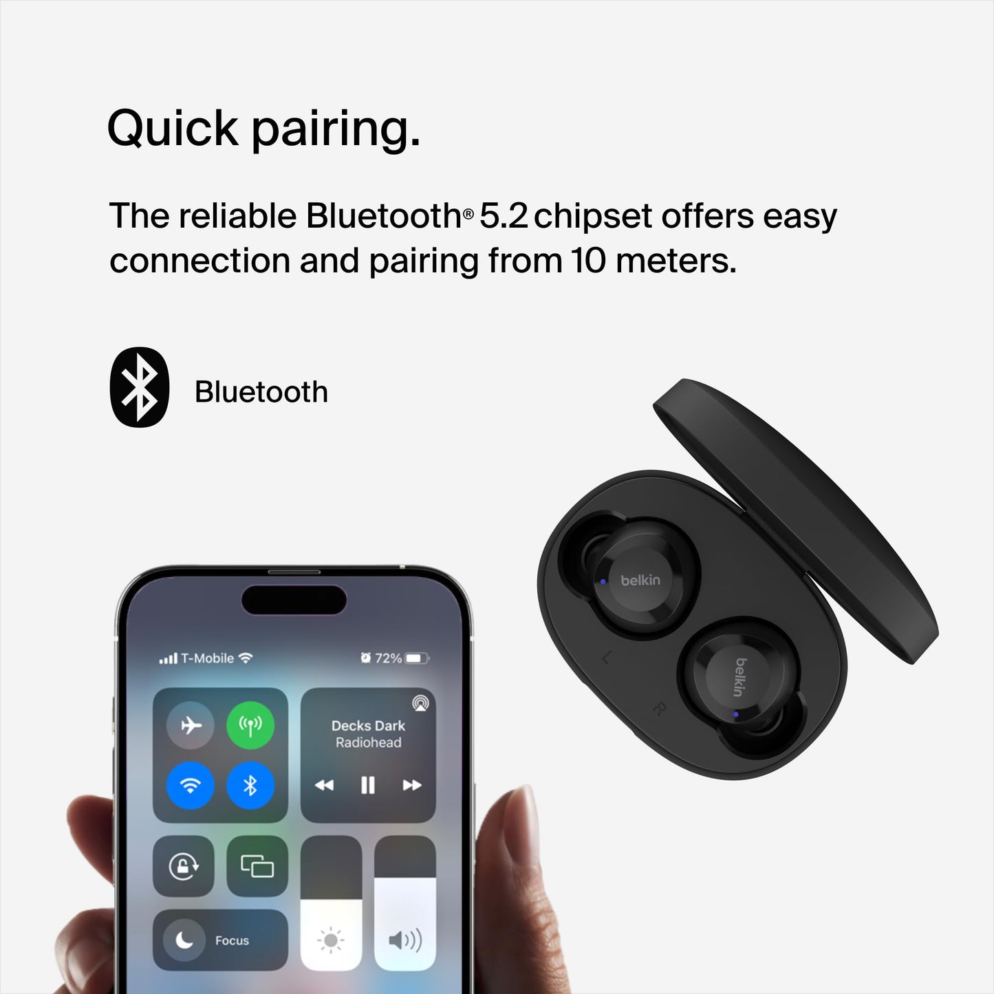 Belkin SoundForm Bolt True Wireless Earbuds, Wireless Charging, IPX4 Sweat and Water-Resistant, USB-C, Up to 28 Hours of Battery Life for Apple
