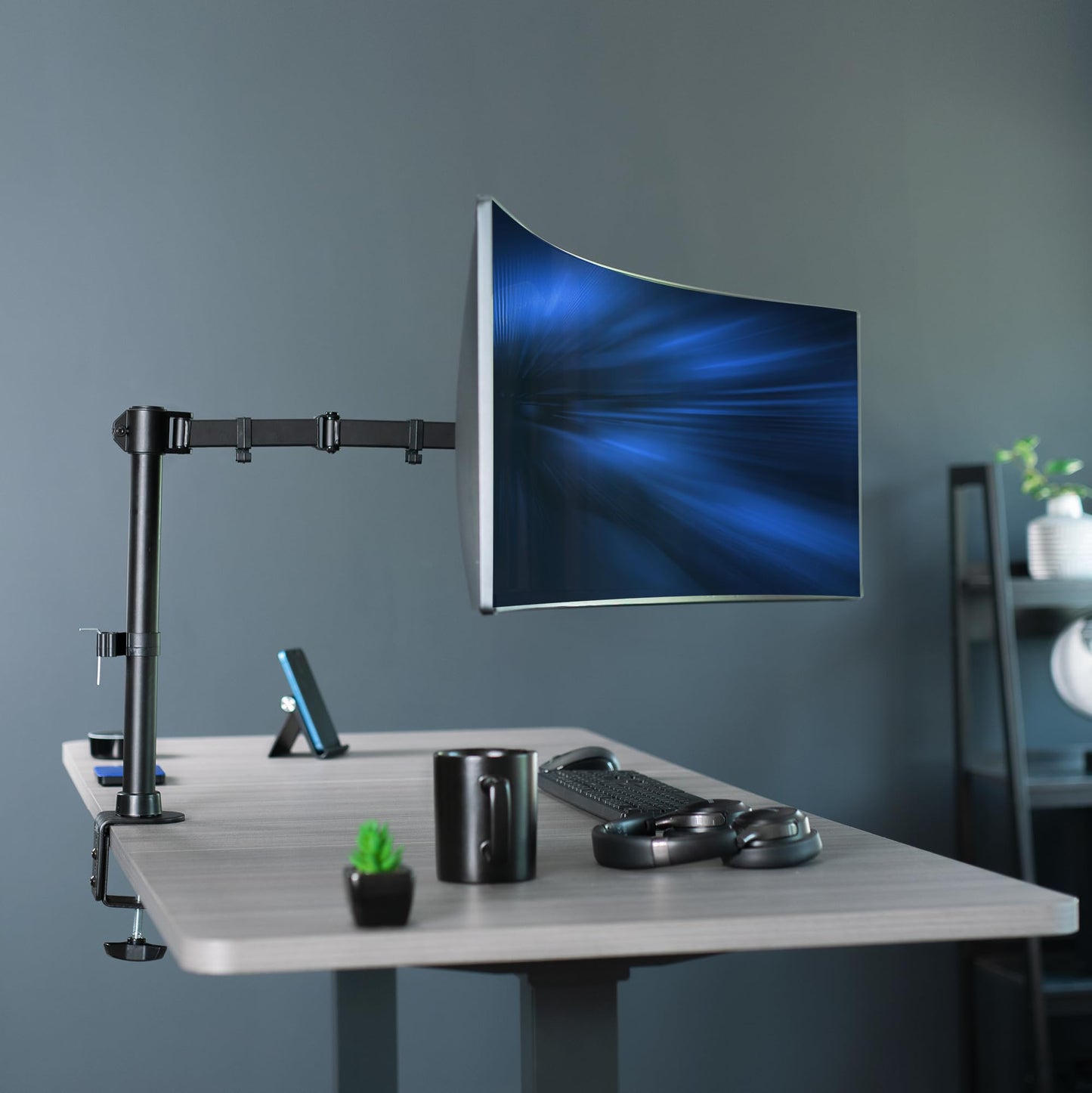 VIVO Single Large Monitor Arm Desk Mount, Holds Screens up to 45 inch Ultrawide, Fully Adjustable Stand with C-Clamp and Grommet Base, VESA 75x75mm or