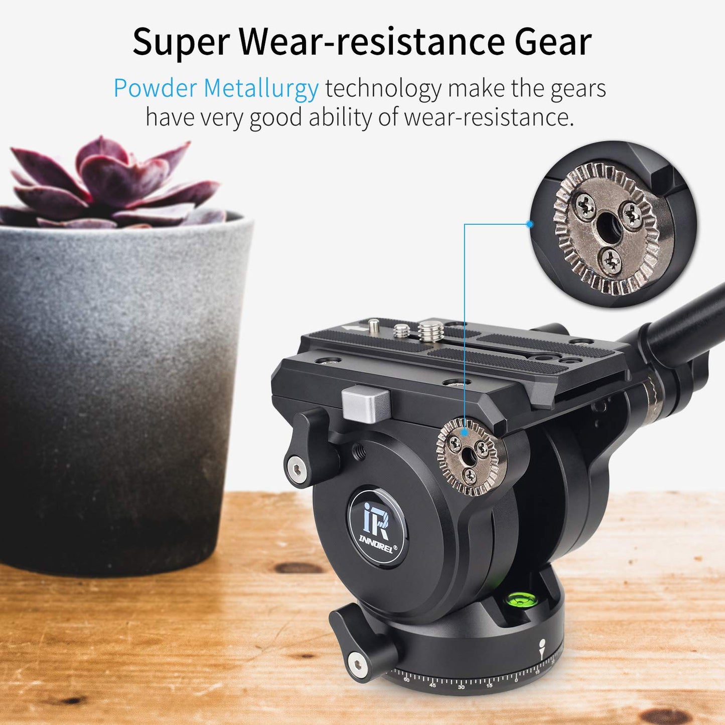 Video Fluid Head Tripod Drag Pan Head INNOREL H90 CNC All Metal Panoramic Tripod Head for DSLR Cameras Camcorders Tripod Monopod with 3/8" 1/4"