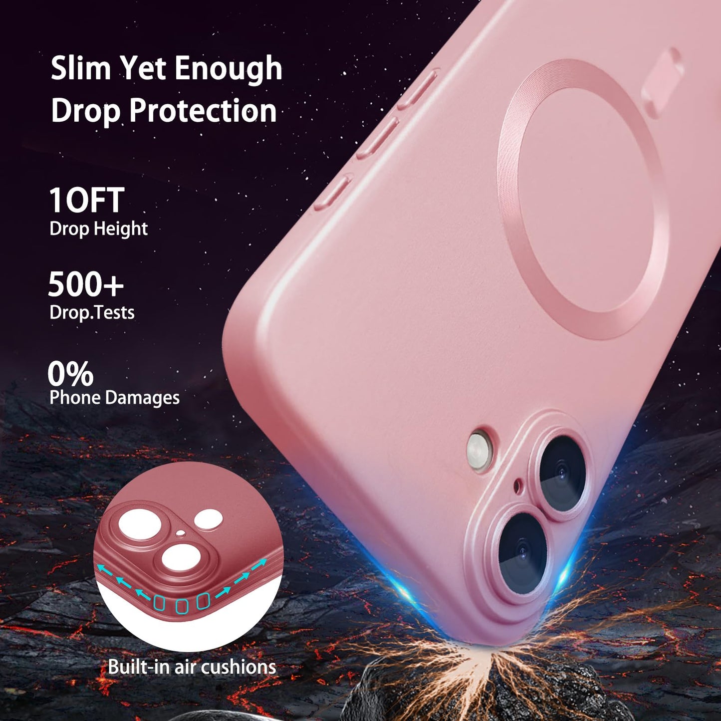 ankofave Magnetic for iPhone 16e Case, with Camera Lens Protector, Compatible with Magnetic, Slim Shockproof Bumper Soft Silicone Metallic Lustre