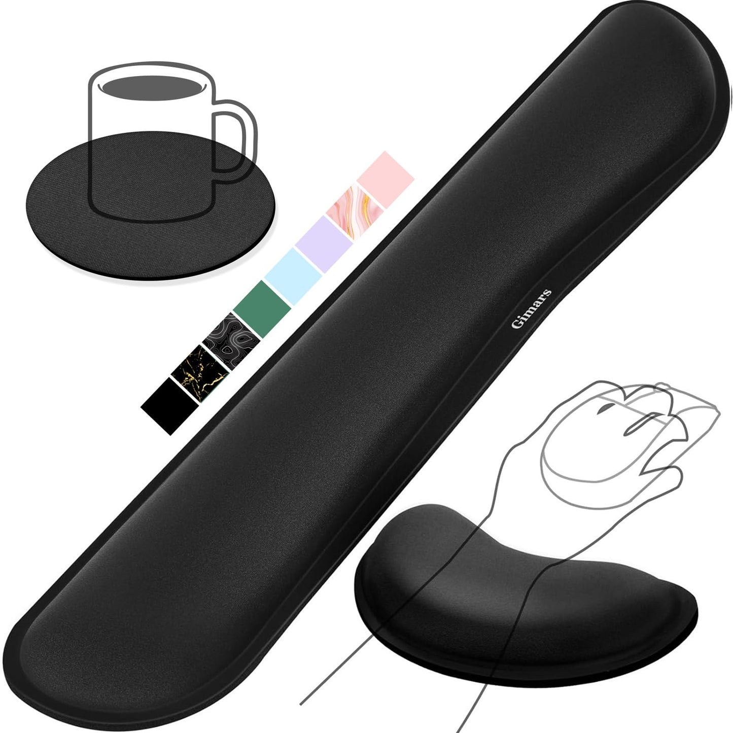 Gimars Upgrade Enlarge Silky and Superfine Fabric Gel Memory Foam Keyboard Wrist Rest Set, Ergonomic Keyboard Mouse Wrist Support for Typing Pain