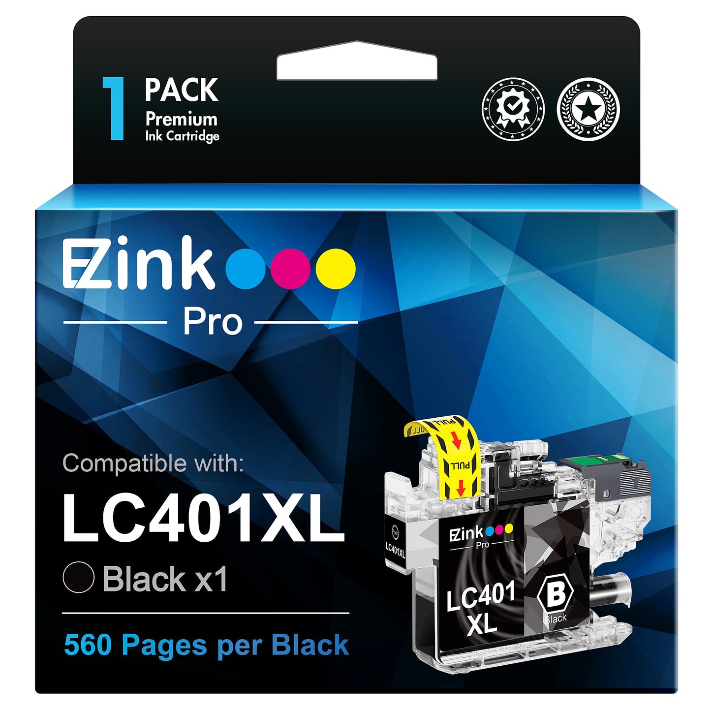 E-Z Ink Pro LC401XL LC401 Black Ink Cartridges Compatible Replacement for Brother LC401XL LC 401 XL to use with MFC-J1010DW MFC-J1012DW MFC-J1170DW