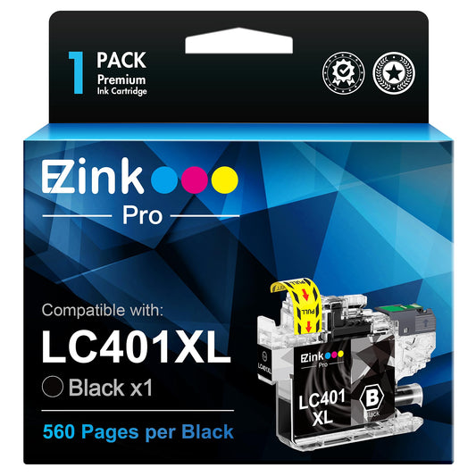 E-Z Ink Pro LC401XL LC401 Black Ink Cartridges Compatible Replacement for Brother LC401XL LC 401 XL to use with MFC-J1010DW MFC-J1012DW MFC-J1170DW