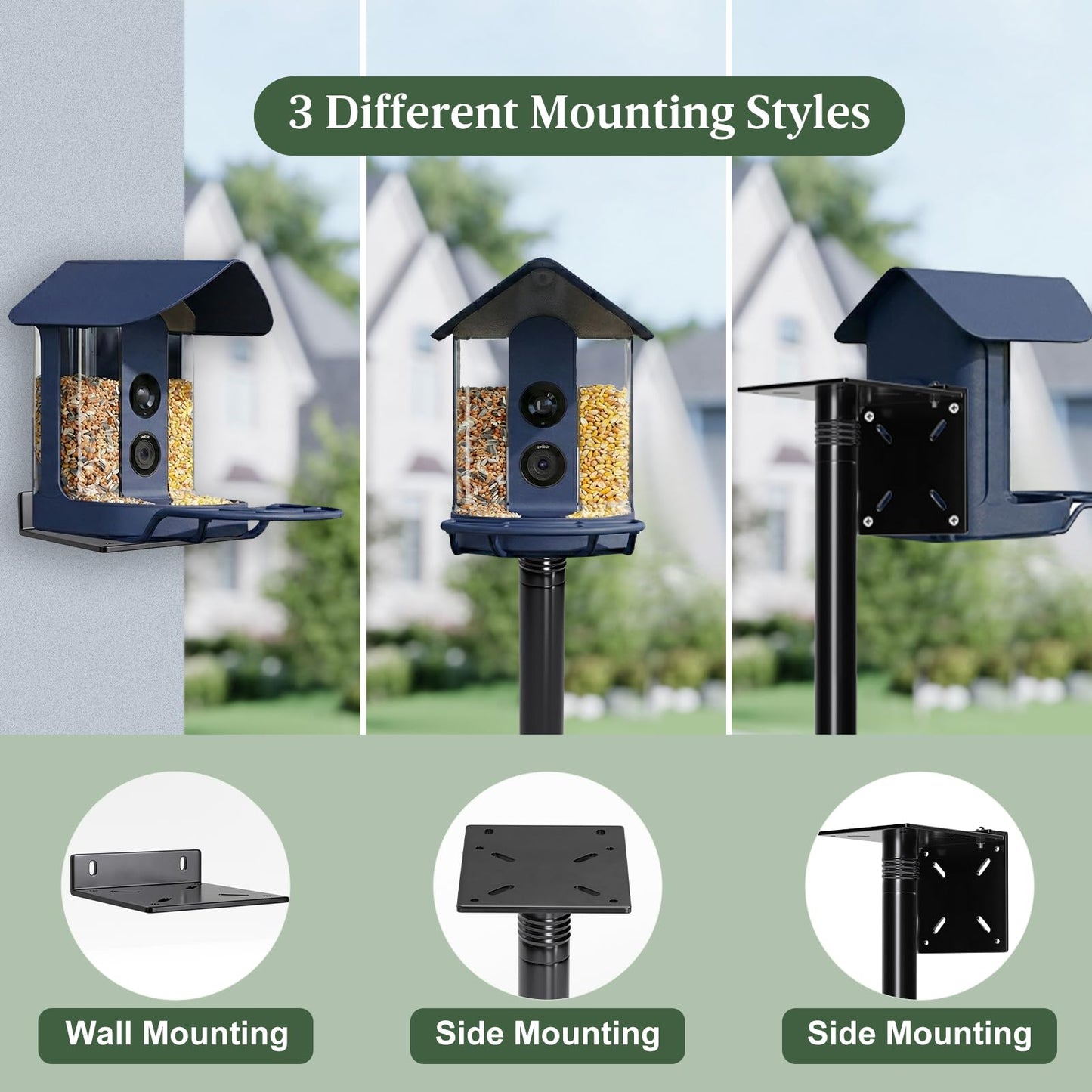 79-Inch Birdhouse Pole Stand, Heavy Duty Metal Bird House Mount with Ground Stake Base, Multi-Section Outdoor Pole for Birdhouses, Feeders & Garden