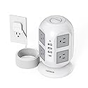 TESSAN Tower Surge Protector Power Strip 10 ft, Long Flat Extension Cord with Multiple Outlets, 8 AC Outlets with 4 USB Ports (1 USB C), Charging