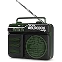 Retrobox Mini by Dolphin, Portable Bluetooth Speaker for Worksite with MP3, FM Radio, AUX | Durable & Long Lasting Battery (Military Green)
