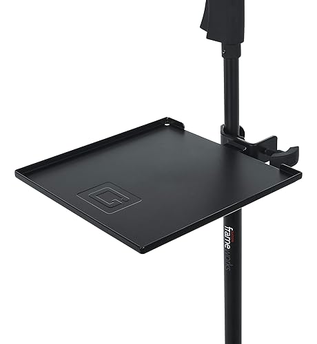 Gator Frameworks Microphone Stand Clamp-On Utility Shelf with 10 Pound Weight Capacity, 9" x 9" Shelf (GFW-SHELF0909)
