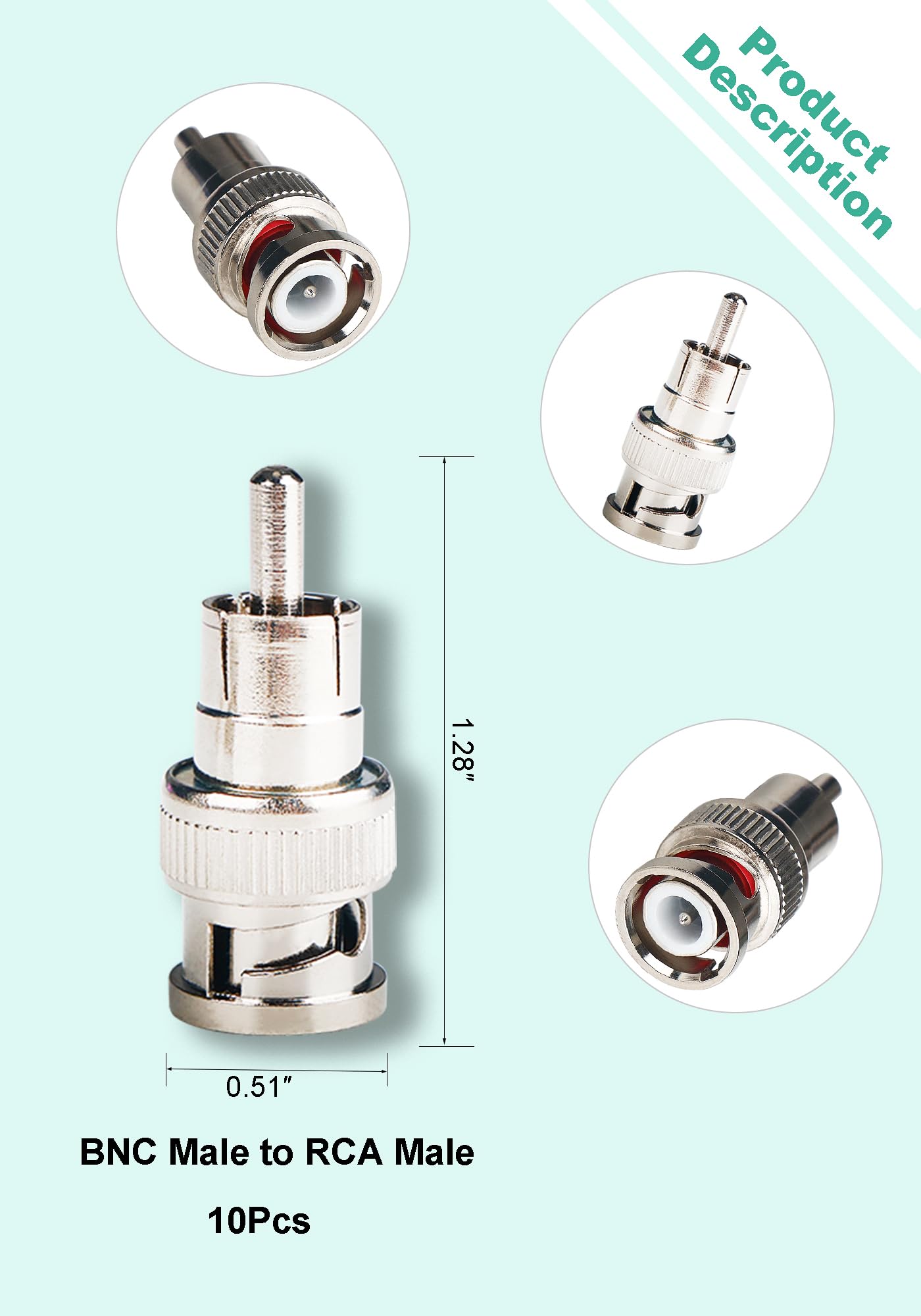 BNC to RCA Converter Adapter Set - 40 Pcs Coaxial Coax Cable Connectors Assortment - Male & Female BNC to RCA Coupler for CCTV Security Camera