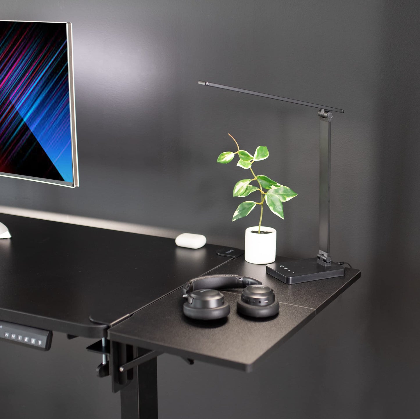 VIVO Clamp-on 24 x 12 inch (14 Including Clamps) Desk Extender, Wrist Support, Foldable Keyboard Tray, Table Mount for Sit Stand Desks, Black