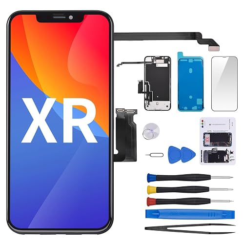 CYKJGS for iPhone XR Screen Replacement 6.1" with Ear Speaker and Proximity Sensor, 3D Touch LCD Display Digitizer Full Assembly with Front Earpiece