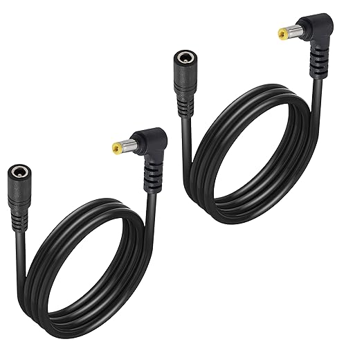 Jienk 2PCS 3FT 18AWG Right Angle DC5525 Power Extension Cable, 5.5mm x 2.5mm 90 Degree Male to Female Plug Power Cord for CCTV Security Camera,DVR,LED