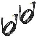 Jienk 2PCS 3FT 18AWG Right Angle DC5525 Power Extension Cable, 5.5mm x 2.5mm 90 Degree Male to Female Plug Power Cord for CCTV Security Camera,DVR,LED