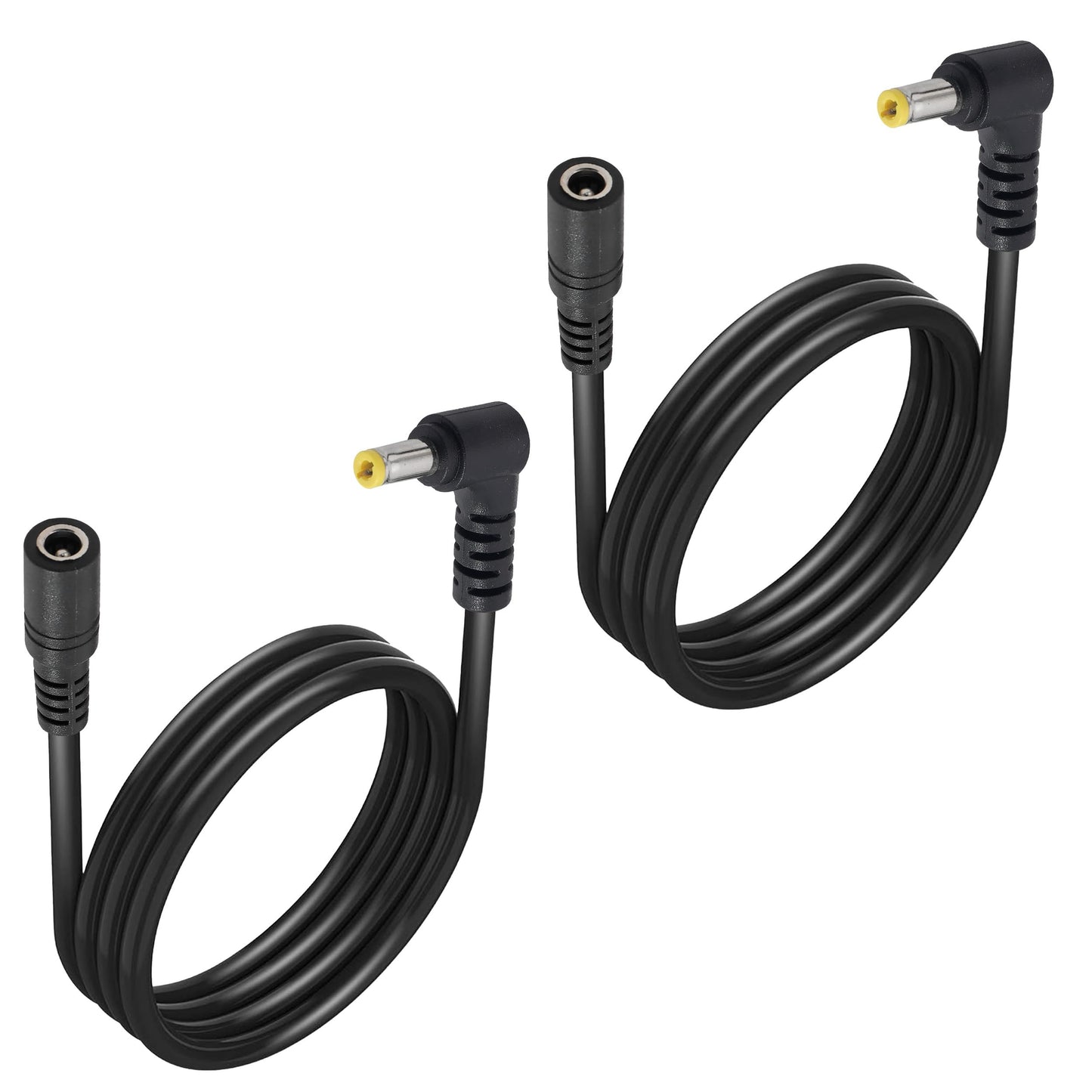 Jienk 2PCS 3FT 18AWG Right Angle DC5525 Power Extension Cable, 5.5mm x 2.5mm 90 Degree Male to Female Plug Power Cord for CCTV Security Camera,DVR,LED