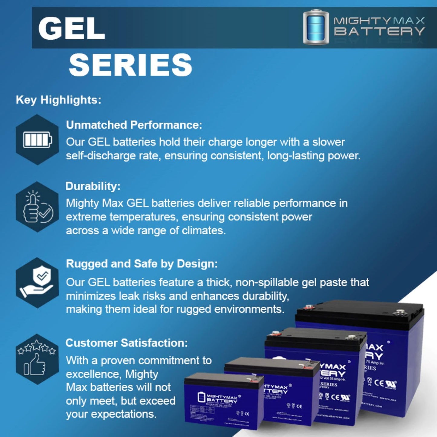 Mighty Max Battery ML22-12 GEL - 12 Volt 22 AH, GEL Type, Internal Thread (INT) Terminal, Rechargeable SLA AGM Battery