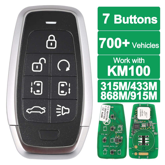 Autel Universal 7-Button Smart Key, Key Fob Replacement for 700+ Vehicles, 130FT Remote, KM100 Compatible, OE Quality