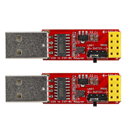 Wishiot ESP-01S Programmer USB to ESP-01 Adapter ESP8266 Wireless WiFi Module Wi-Fi CH340G UART PORG, 4.5-5.5V 115200 Baud Rate 2PCS