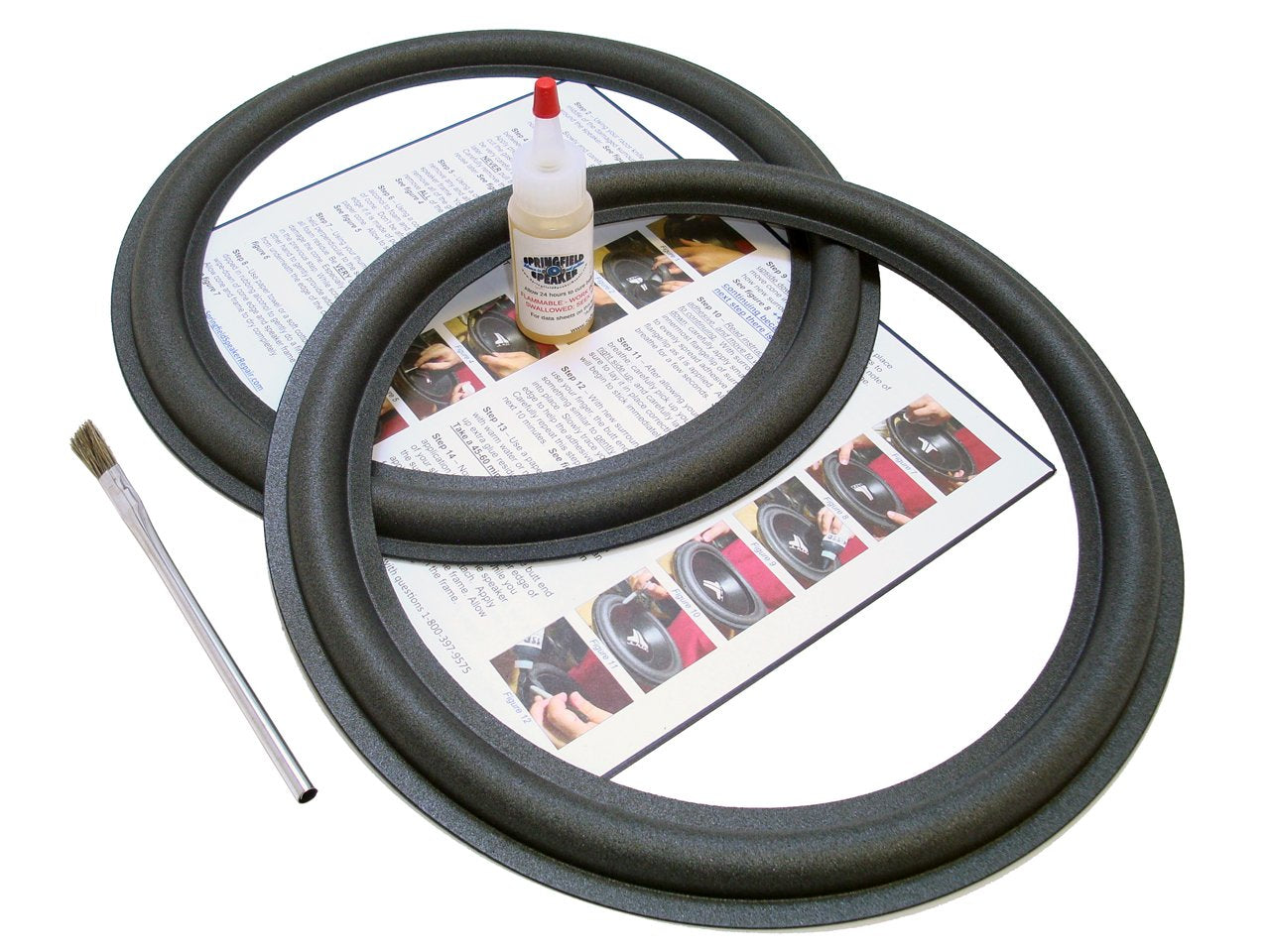 Springfield Speaker 12" Subwoofer Foam Surround Repair Kit - 2 Speaker Kit - Compatible with JL Audio 12W0, 12W1, 12W4, 12W6, 720W, 730W, 750W, 760W
