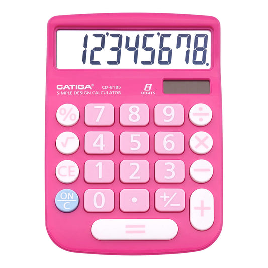 CATIGA Desktop Calculator 8 Digit with Solar Power and Easy to Read LCD Display, Big Buttons, for Home, Office, School, Class and Business, 4 Function