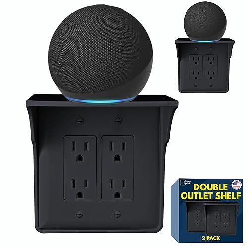 Storage Theory Power Perch Double Wall Outlet Shelf - Declutter & Reclaim Bathroom Counter Space - Alexa Stand, Apple Homepod Shelf, Toothbrush