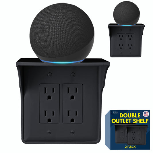 Storage Theory Power Perch Double Wall Outlet Shelf - Declutter & Reclaim Bathroom Counter Space - Alexa Stand, Apple Homepod Shelf, Toothbrush
