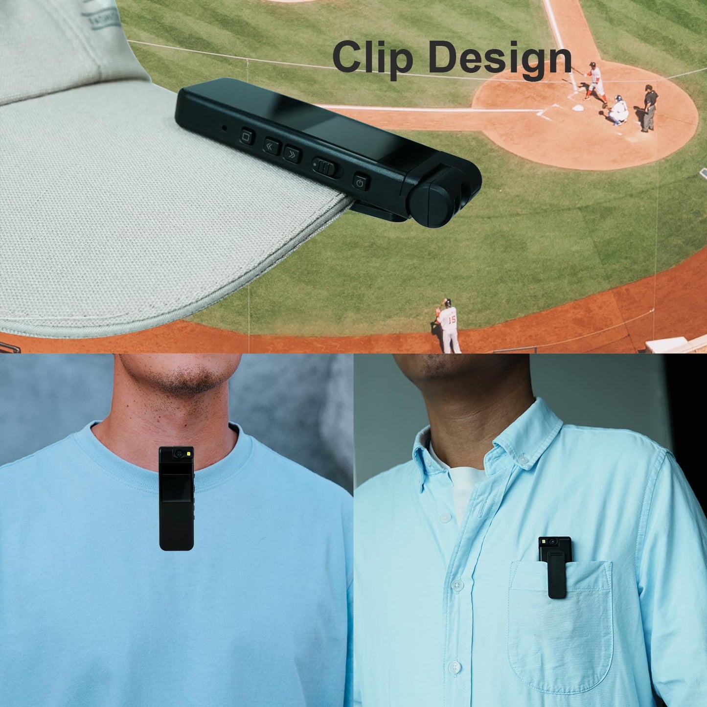 Lenofocus Small Body Camera 1440P HD Body Video Cam 1.3” Screen 64GB TF Card Rotatable Lens Clip on Pocket Hat Cap Sport Cameras