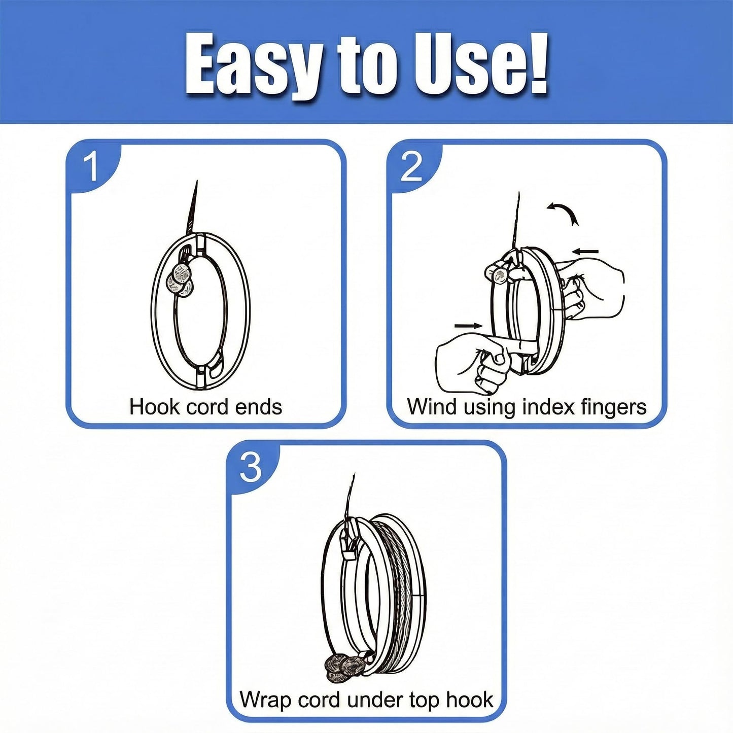 Iba Innovations Blind Cord Winder (4 - Pack) - No Wall Damage Safety Blind Cord Wrap Cleat Alternative